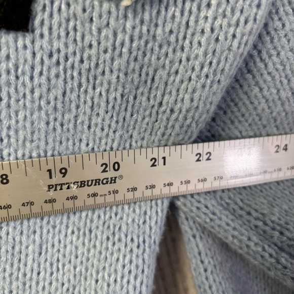 Women's Blue and Green Sheep Embroidered Knit V-Neck Cardigan Sweater Small - Picture 8 of 8